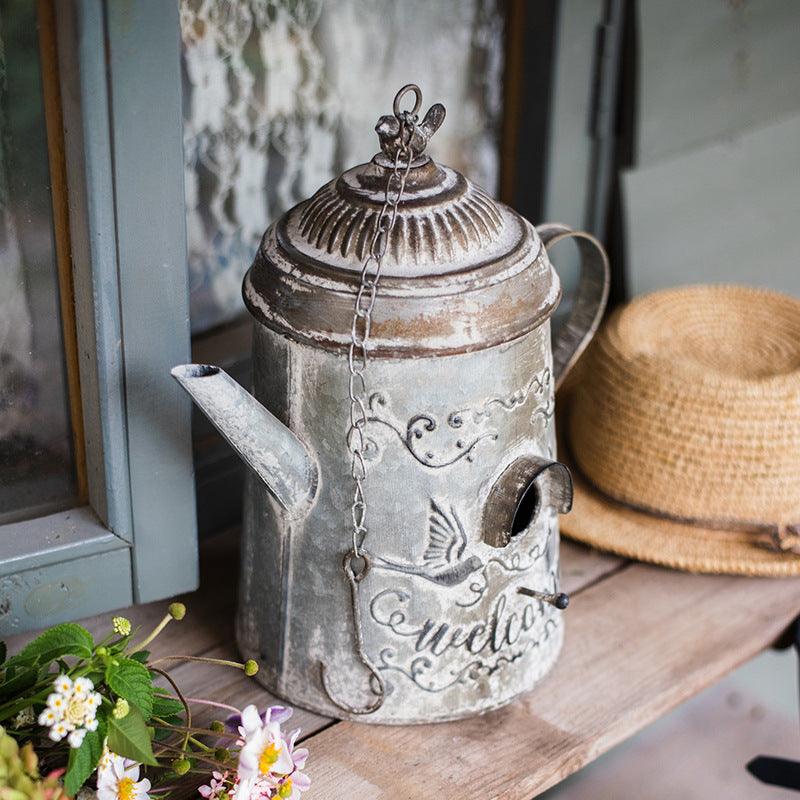 European Flower Pot Bird Cage Birdhouse Iron Decorative Ornament