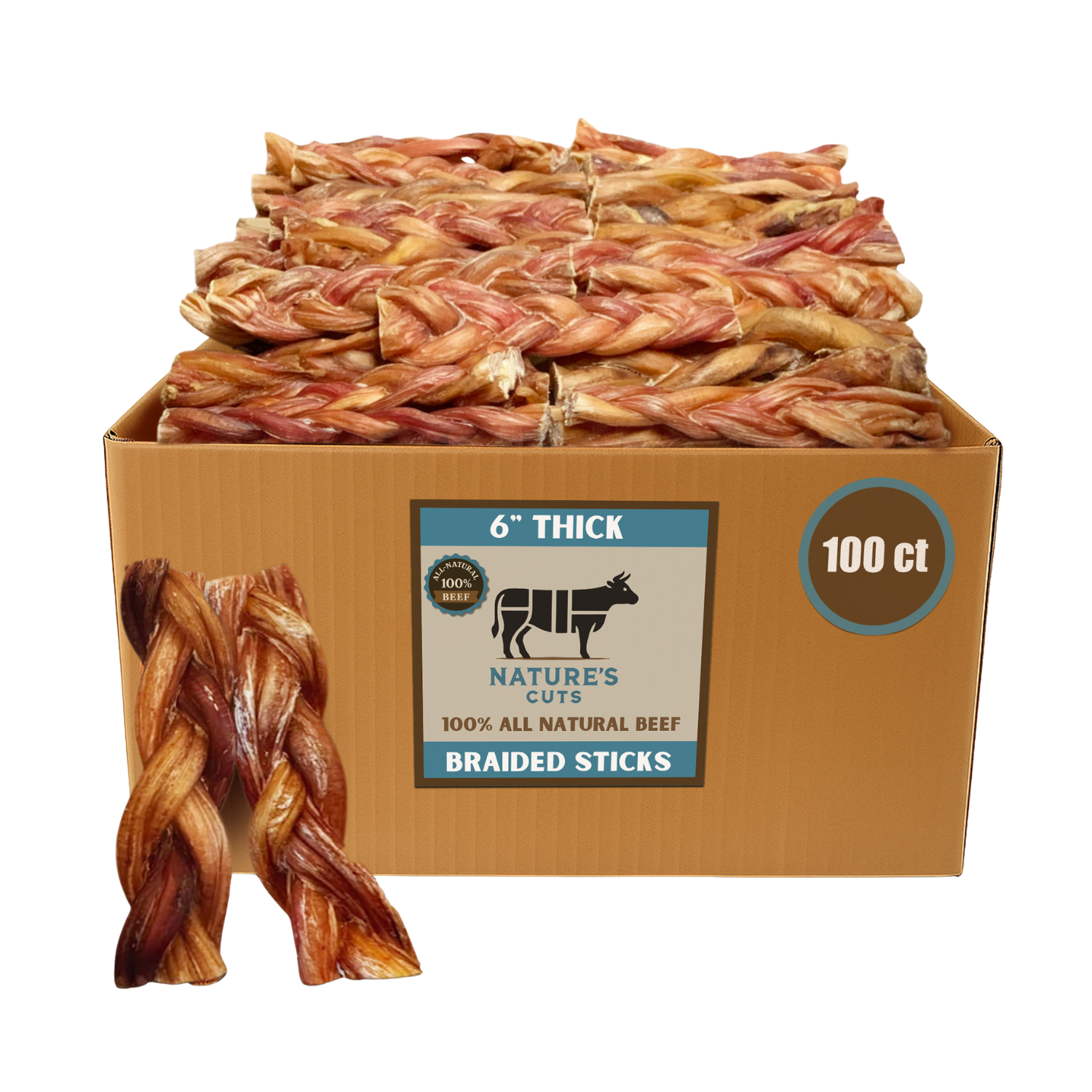 6" dicke geflochtene Bully Sticks