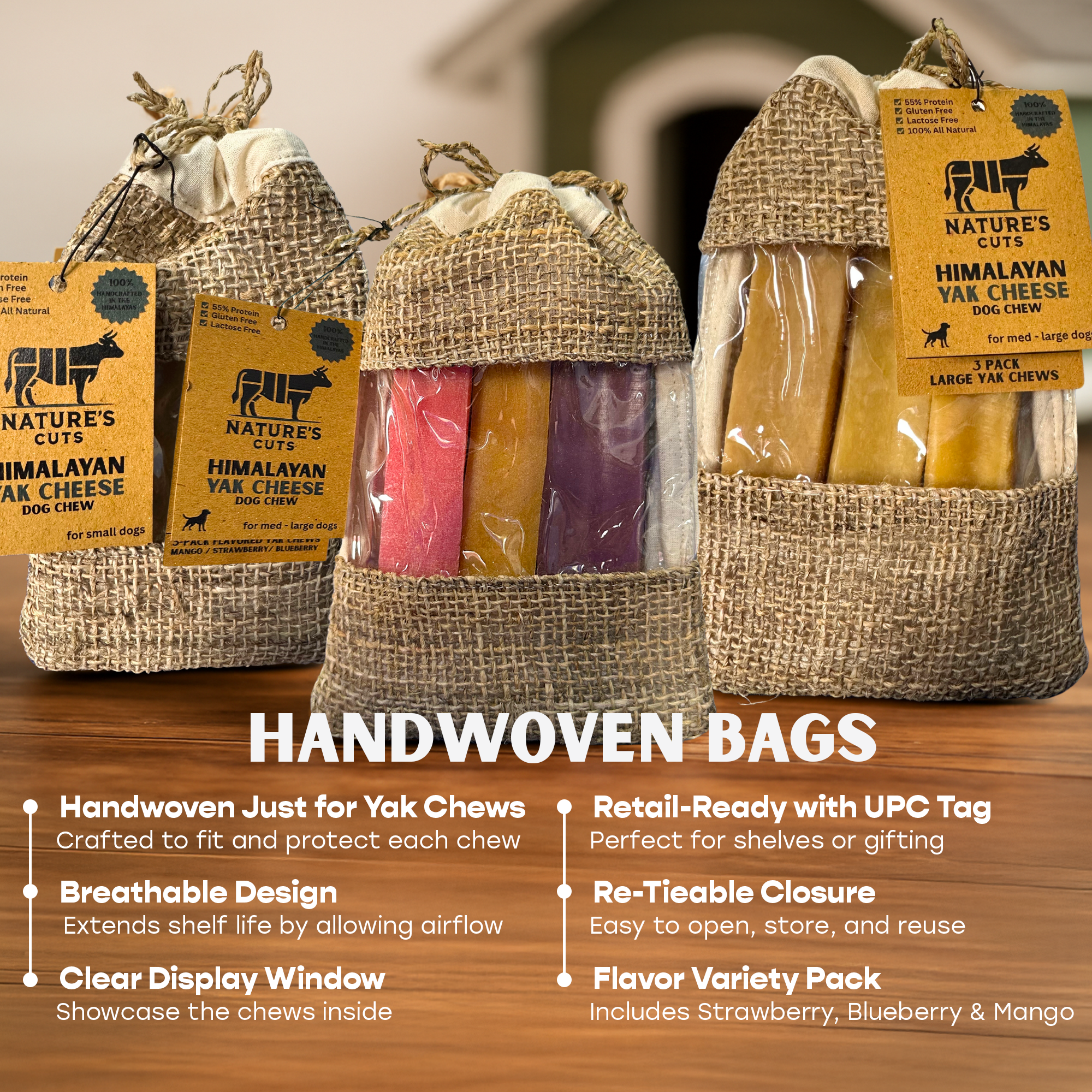 Flavored Large Yak Cheese (3 Pack) in Hand-Woven Bag