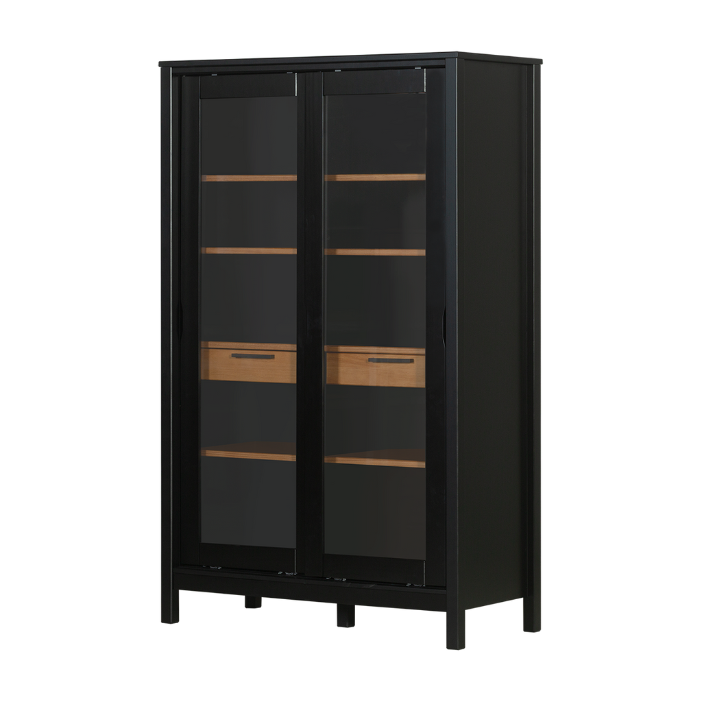 Vitrinenschrank SoHo - Schwarz und Oak