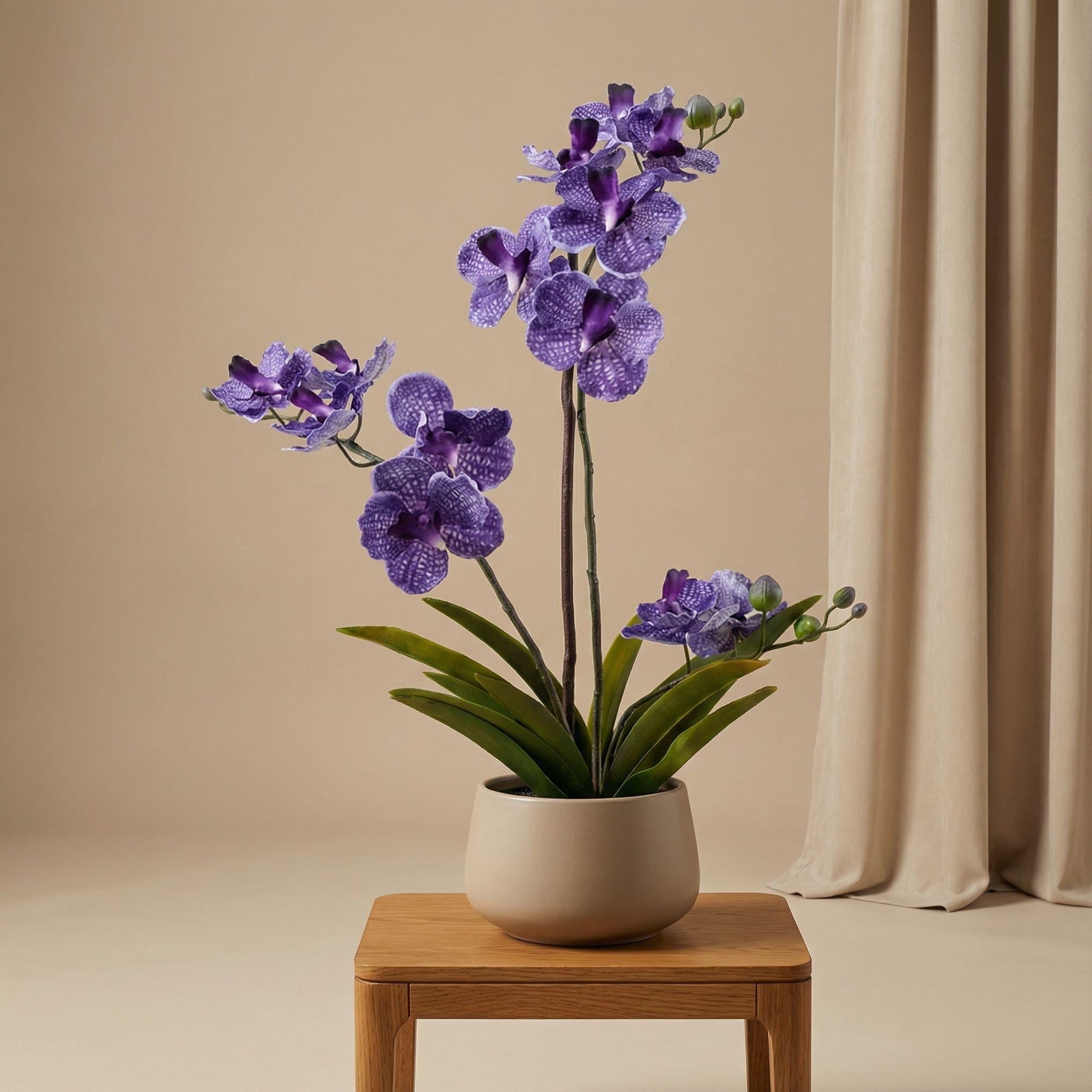 Orchidee Vanda Kunstpflanze – ca.60cm – Violett – Künstliche Orchidee im Topf – Pflegefreie Dekopflanze für Wohnzimmer Büro & Empfang-1