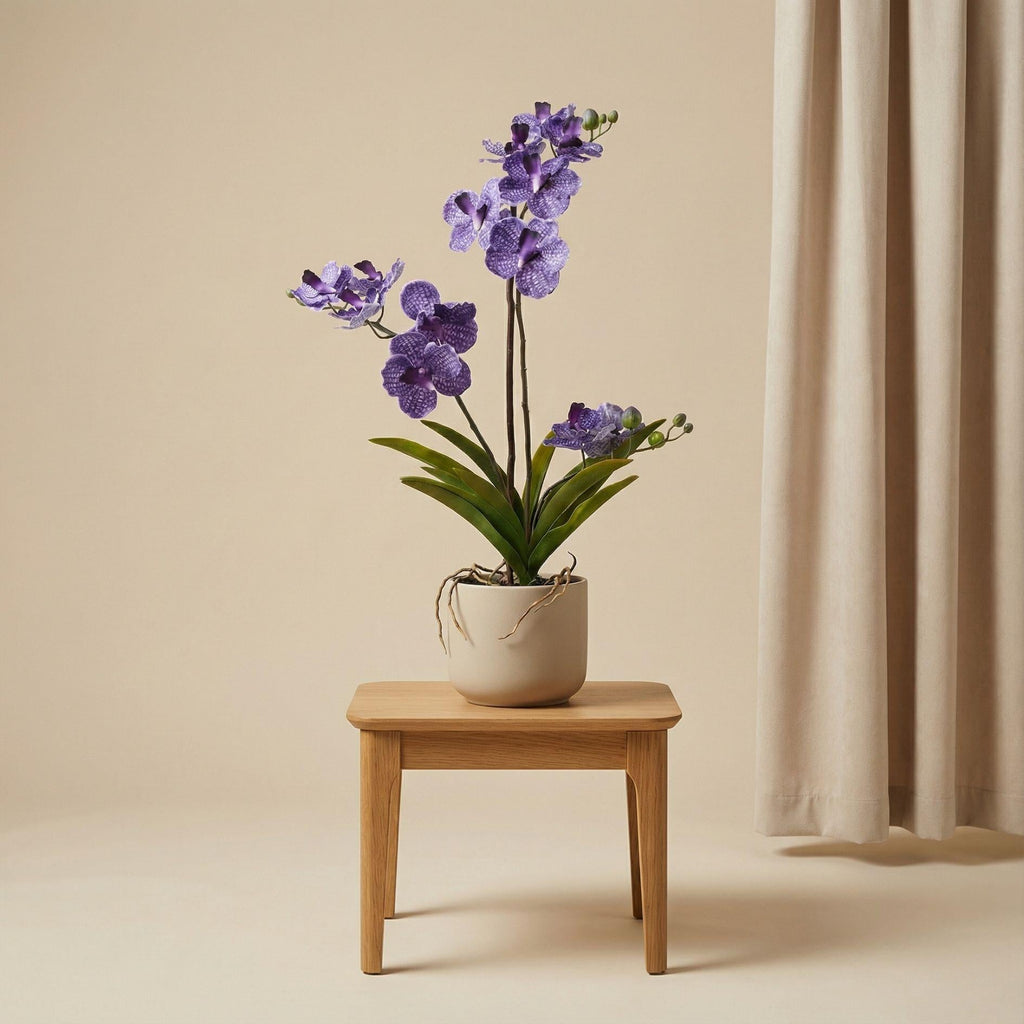Orchidee Vanda Kunstpflanze – ca.60cm – Violett – Künstliche Orchidee im Topf – Pflegefreie Dekopflanze für Wohnzimmer Büro & Empfang-3
