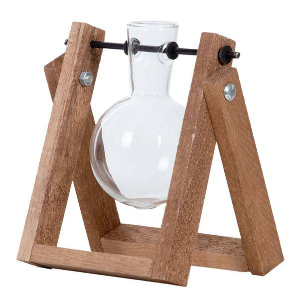 Stecklingsständer mit Glasvase – Hydrokultur Anzuchtstation aus Holz – Glas Vase für Stecklinge & Pflanzenvermehrung – Deko & Geschenkidee-0